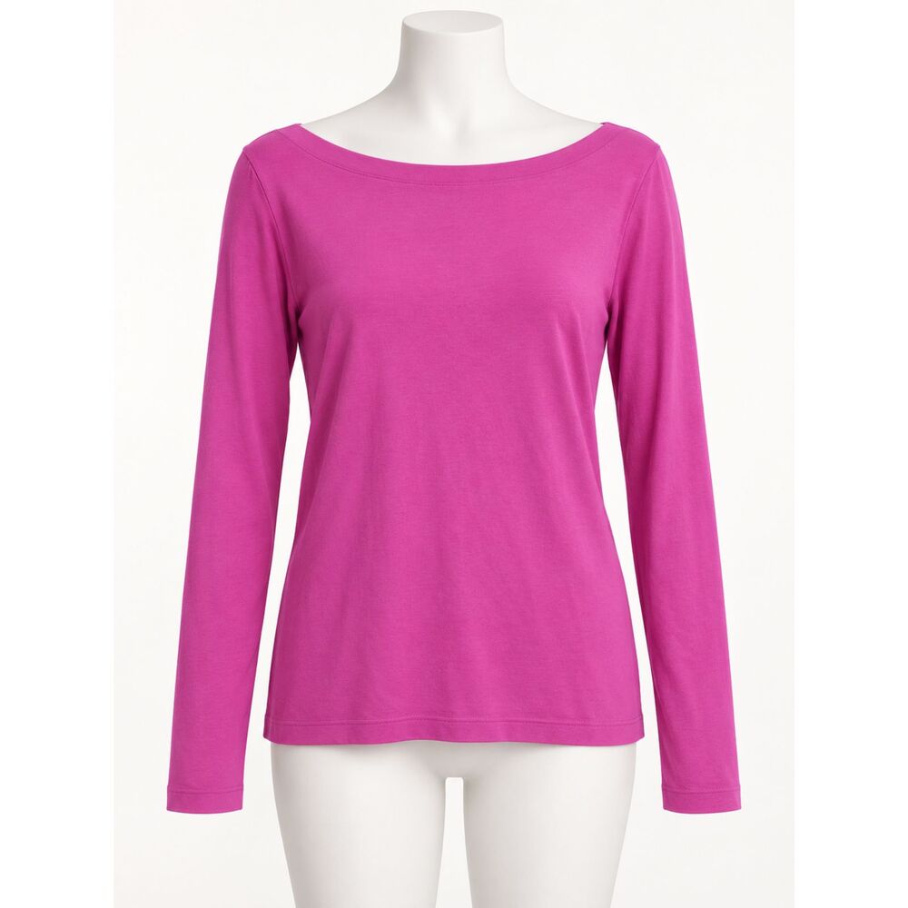 GAP Modern T Women’s L Bright Pink Boat Neck Long Sleeve Stretch Tee